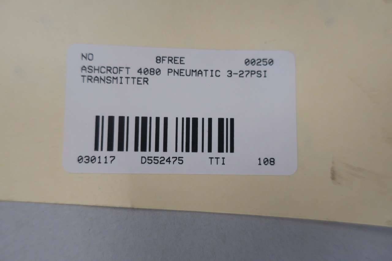 ASHCROFT 4080 0-400PSI Pneumatic Transmitter D552475 ASHCROFT 4080 0-400PSI Pneumatic Transmitter D552475