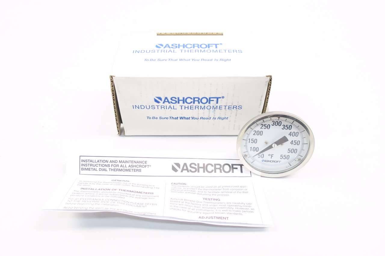 ASHCROFT 30EI60R040 BIMETAL THERMOMETER 50-550F 3 IN D553135 ASHCROFT 30EI60R040 BIMETAL THERMOMETER 50-550F 3 IN D553135