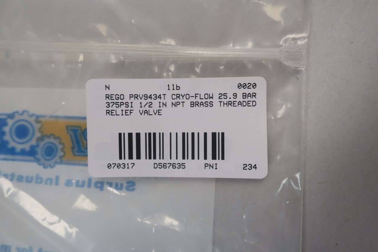 Rego PRV9434T Cryo-flow 375psi 1/2 In Npt Brass Relief Valve