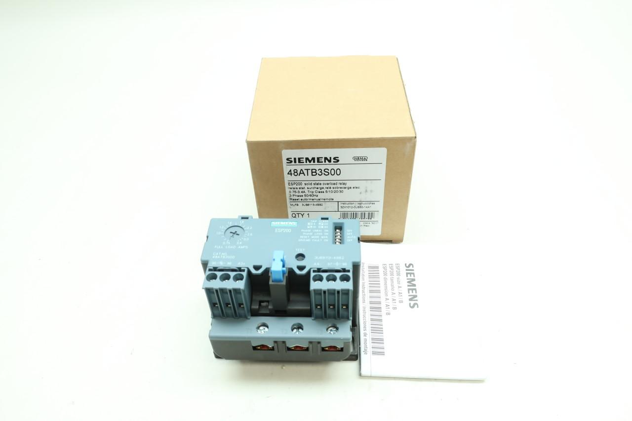 0.75-3.4AMPS Details about   NEW SIEMENS 48ATB1S00 ESP200 solid state overload relay 
