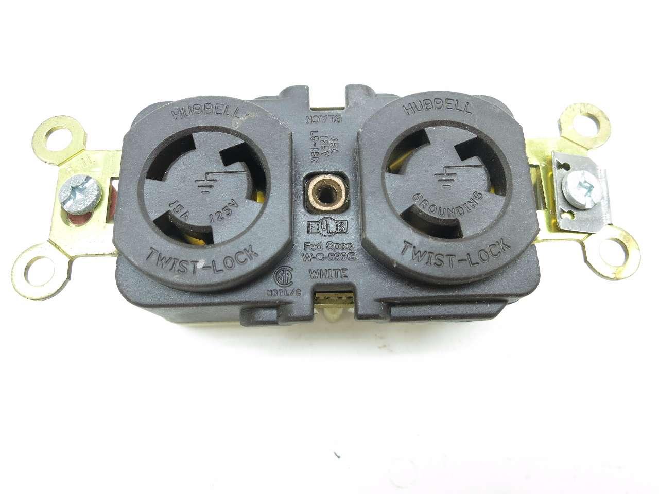 HUBBELL W-C-596G TWIST-LOCK 125V-AC 15A AMP 3W 2P RECEPTACLE PLUG