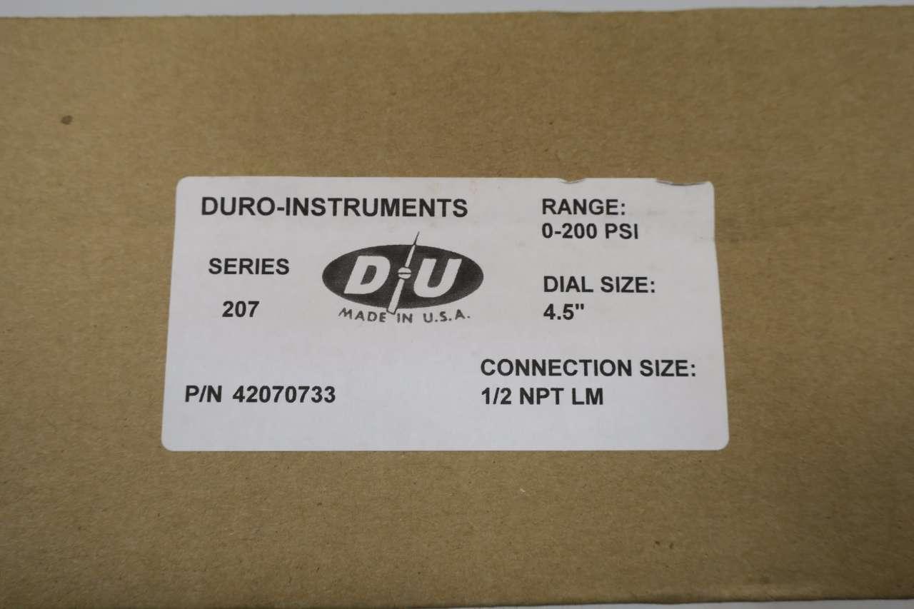Duro 42070733 Series 207 0-200psi 4-1/2 In 1/2 In Npt Pressure Gauge 