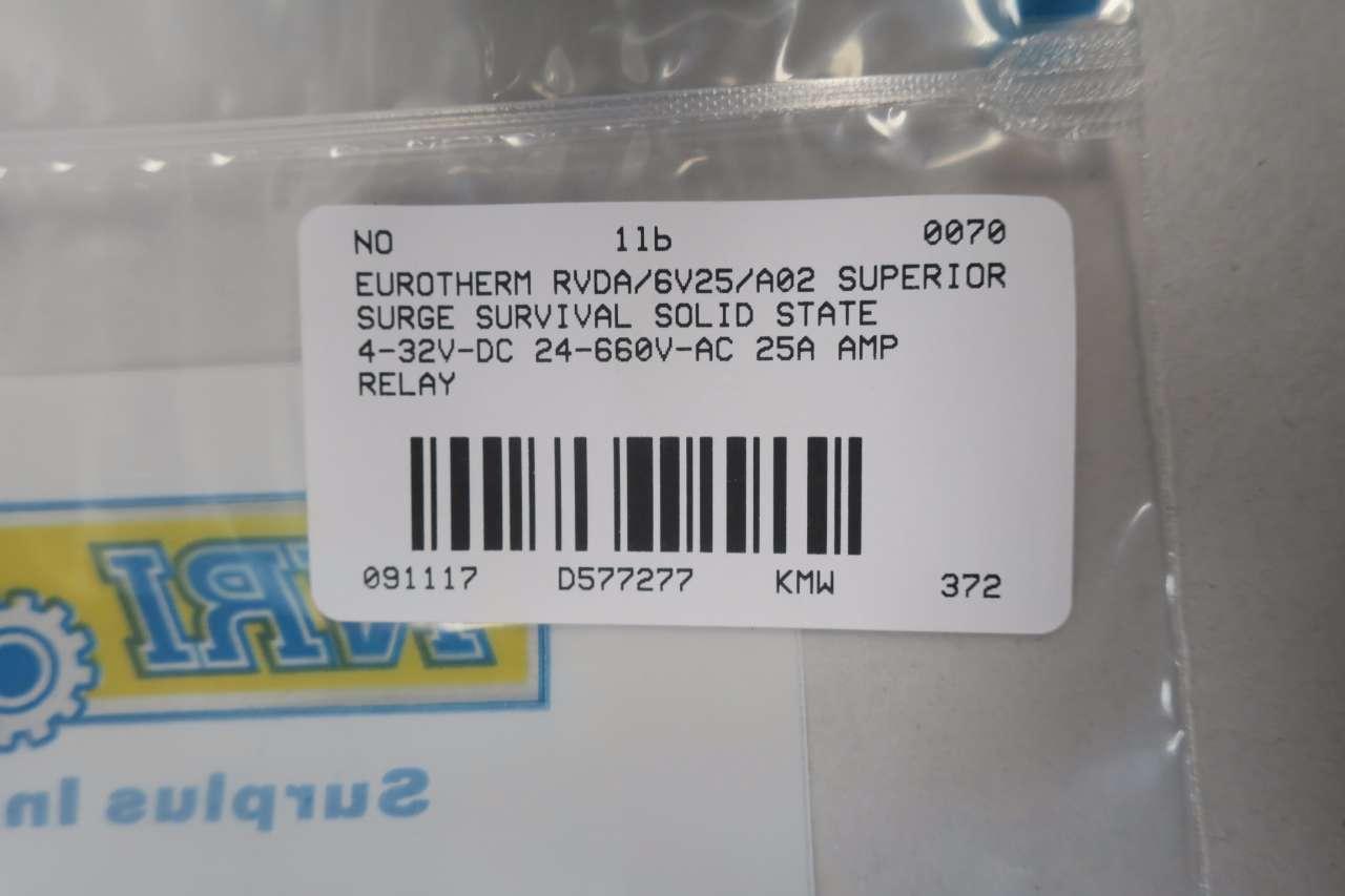 Eurotherm RVDA-6V25/A02 Solid State Relay 25Amp new!!