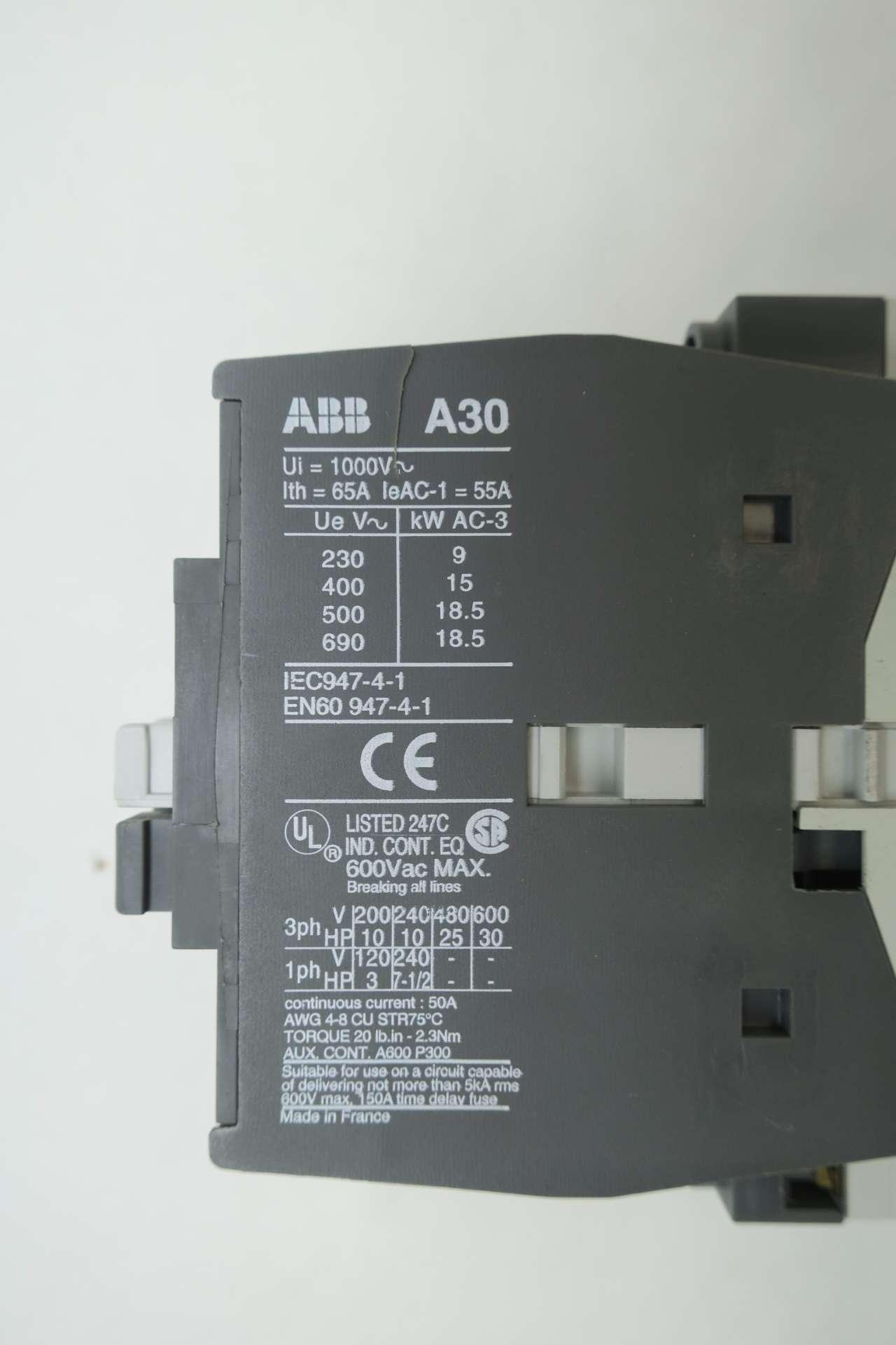 Details about   ABB Contactor A30-30-01 120 Volt Coil 
