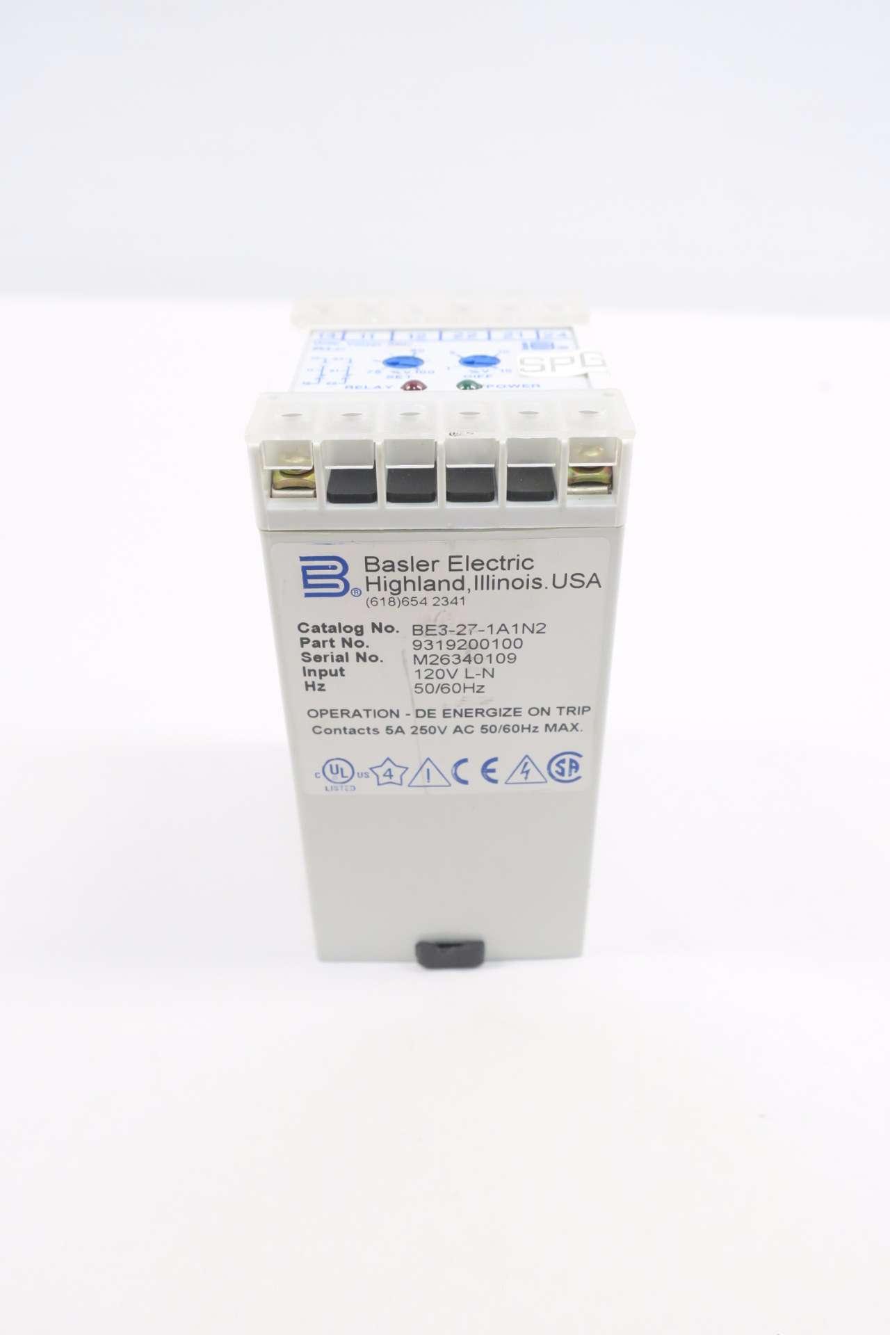 Basler Electric BE3 27 1A1N2 Under Voltage Relay 120v ac