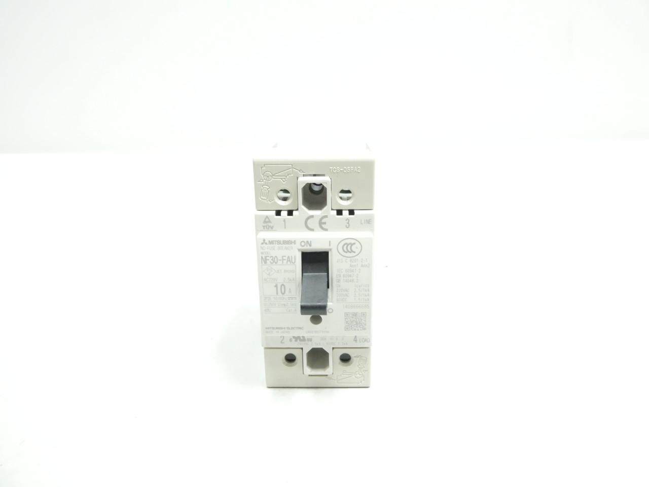 MITSUBISHI NF30-FAU 2P 10A AMP 220V-AC MOLDED CASE CIRCUIT BREAKER