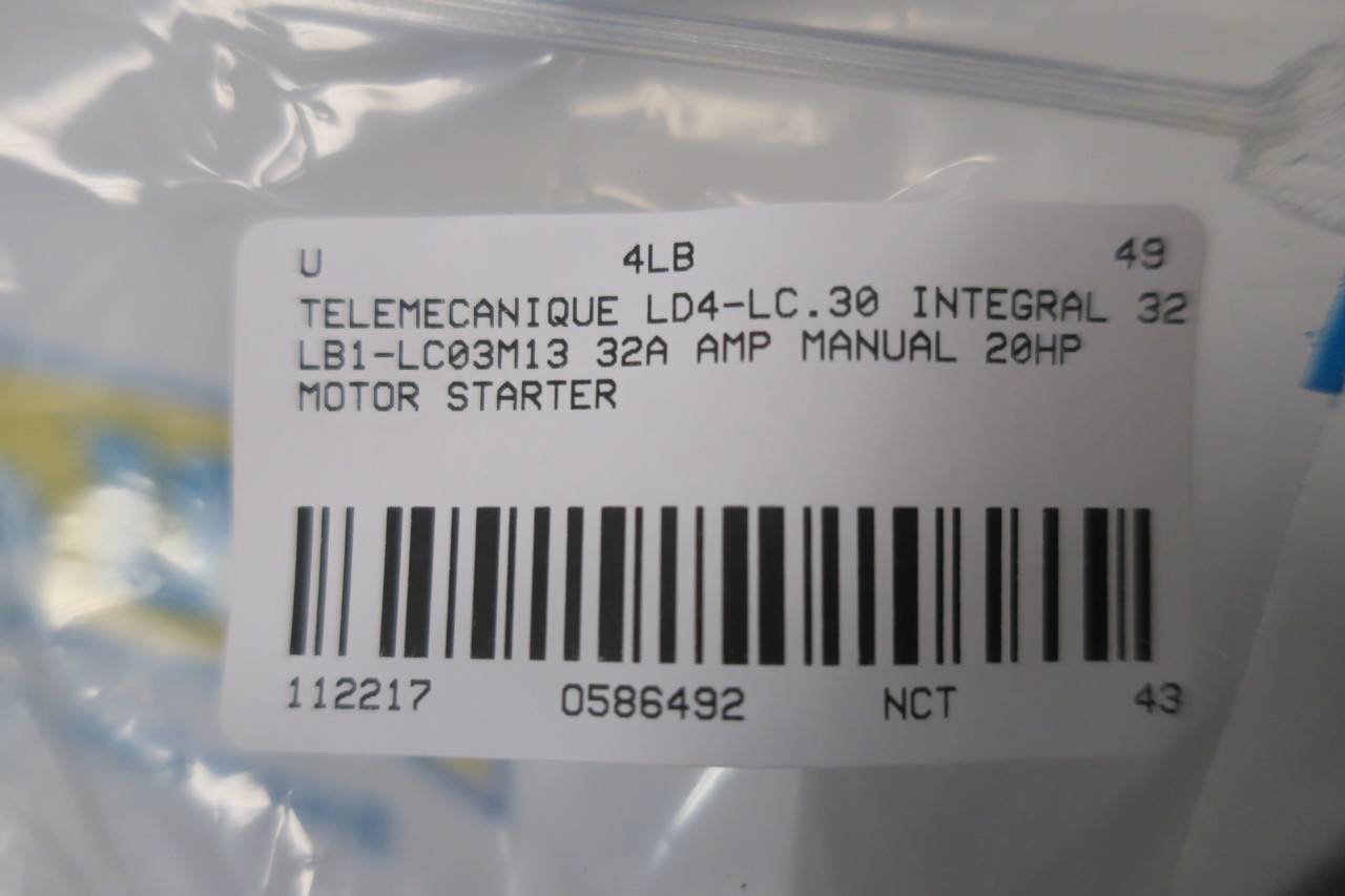 TELEMECANIQUE LD4-LC030 w/ LB1-LC03M13 MOTOR STARTER CONTROLLER