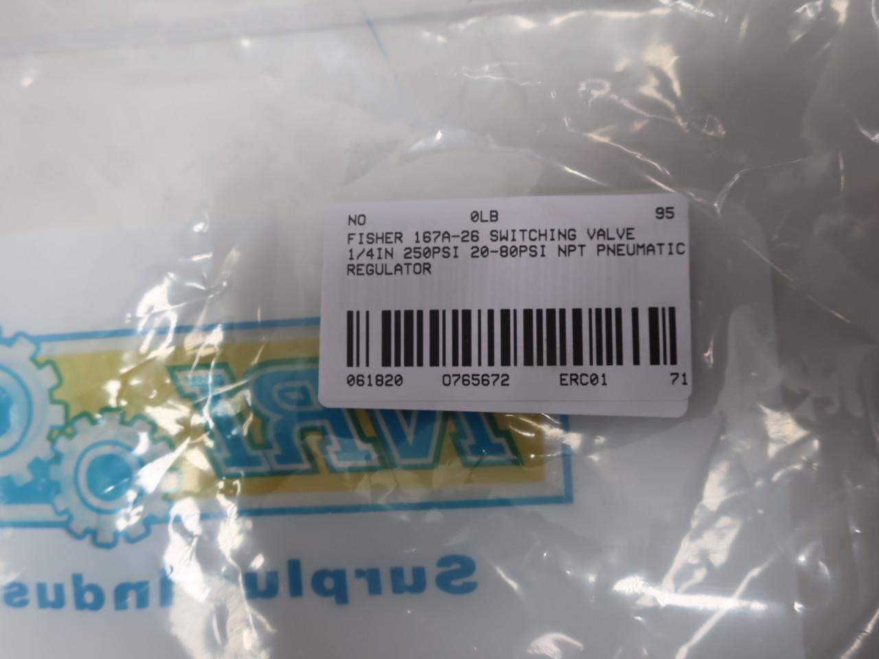 Details about   Fisher 167A-26 Pneumatic Regulator 250psi 20-80psi 1/4in Npt 