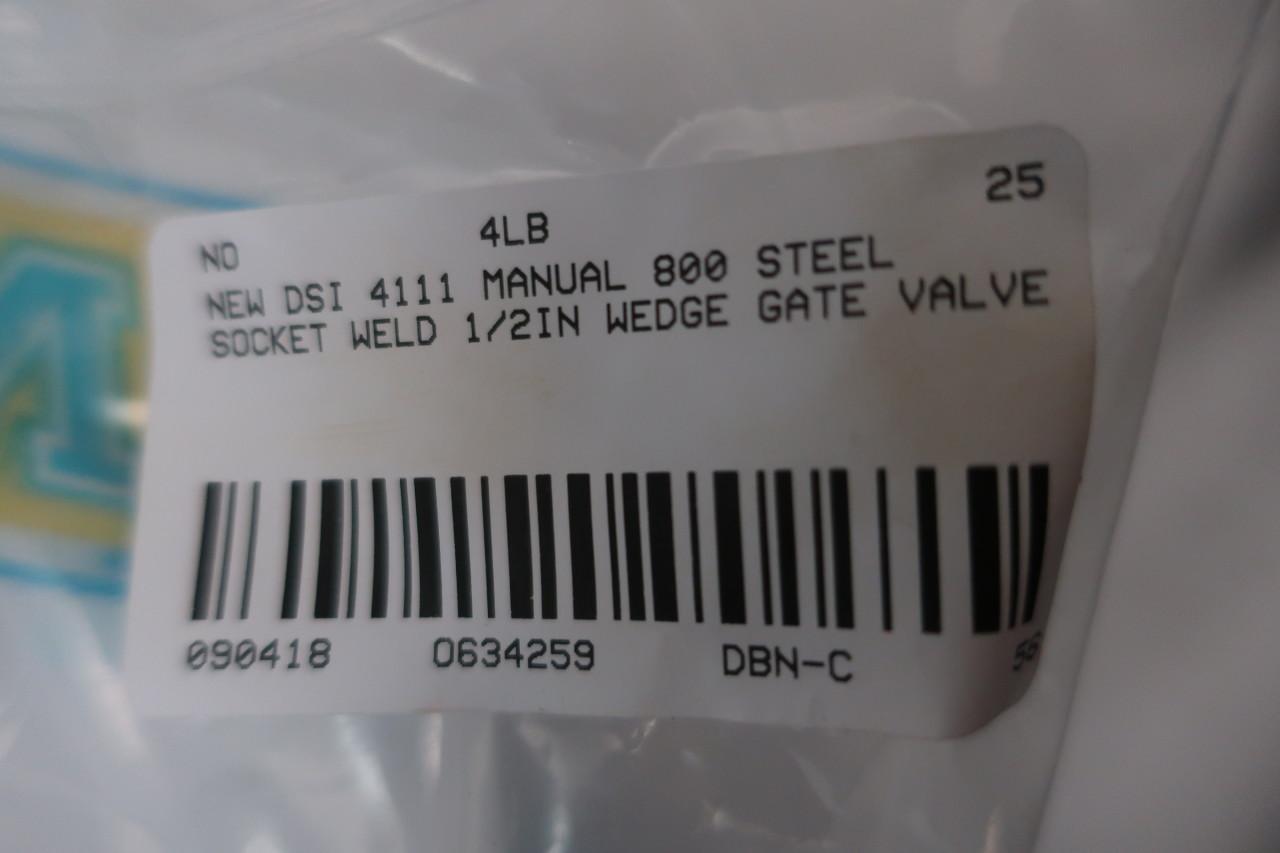 DSI 4111 Manual 800 Steel Socket Weld Wedge GATE Valve 1/2IN D634259