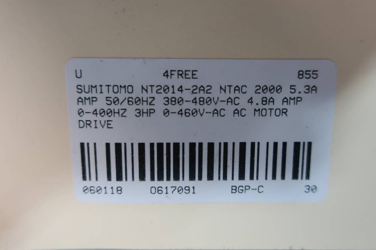 Sumitomo NT2014-2A2 Ntac 2000 Ac Motor Drive 4.8a 0-400hz 3hp