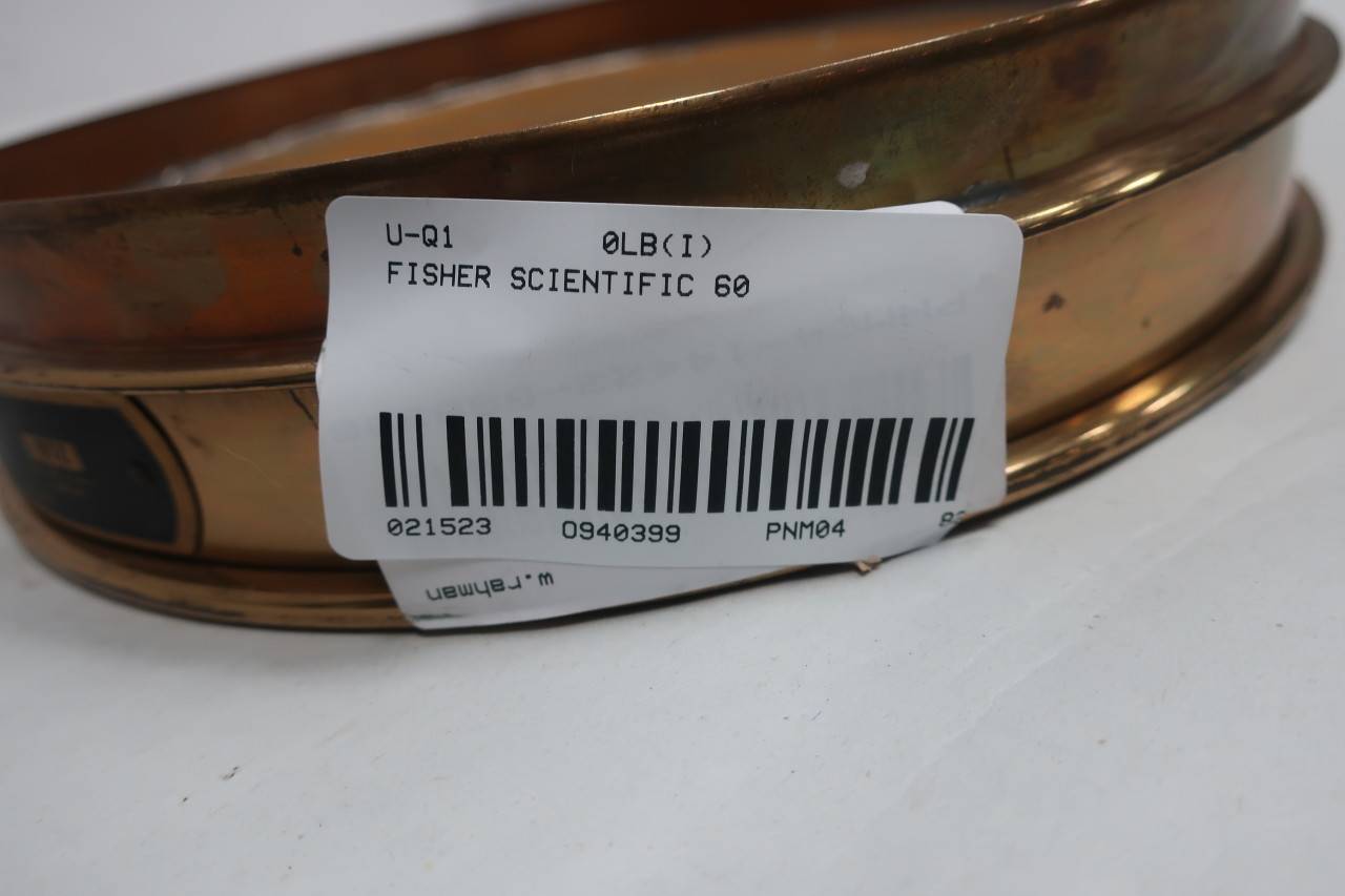 FISHER SCIENTIFIC 60 STANDARD TESTING TEST SIEVE 0.0098IN 