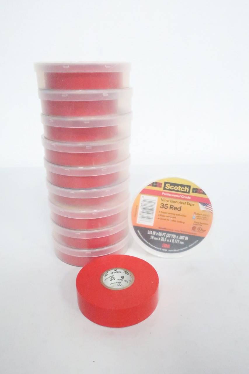 Box Of 10 Scotch 10810 Red Vinyl Electrical Tape 3/4in X 66ft