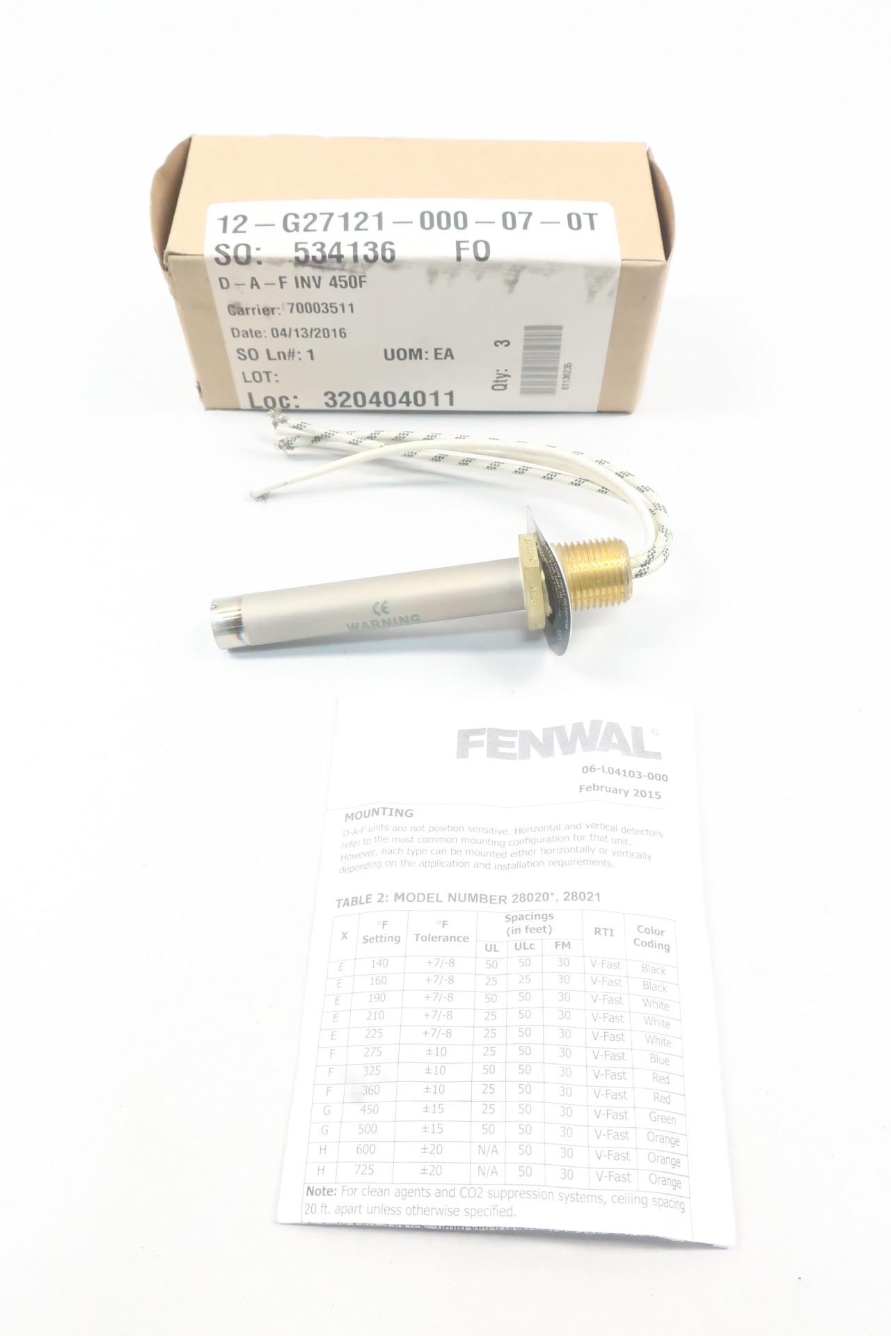 Fenwal 12-G27121-000-07 Detect-a-fire Heat Detector 450f 125v-ac