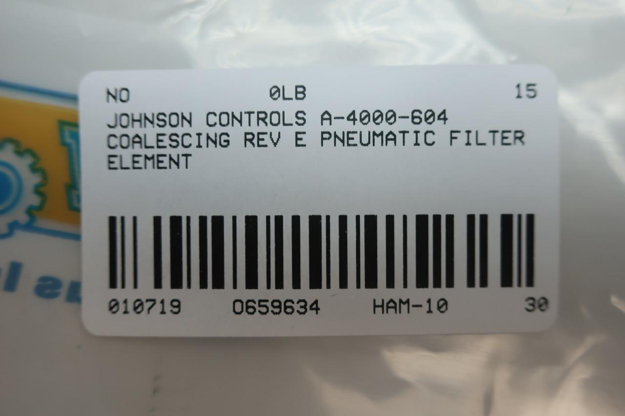 New Johnson Controls A-4000-604 Coalescing Filter Element #02H30RM 