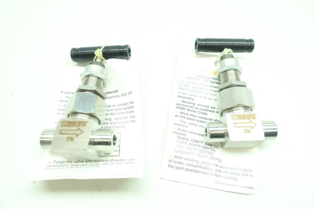 Box of 2 WHITEY SS-3NBSW4T Manual Socket Weld Needle Valve 1/4IN Box of 2 WHITEY SS-3NBSW4T Manual Socket Weld Needle Valve 1/4IN