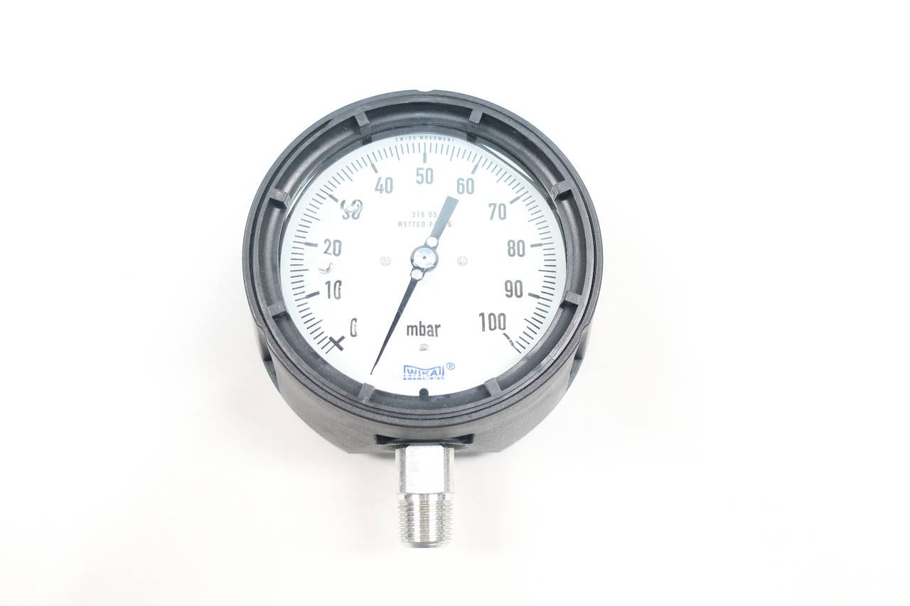 Wika 52881053 633.34 Pressure Gauge 0100mbar 41/2in 1/2in Npt