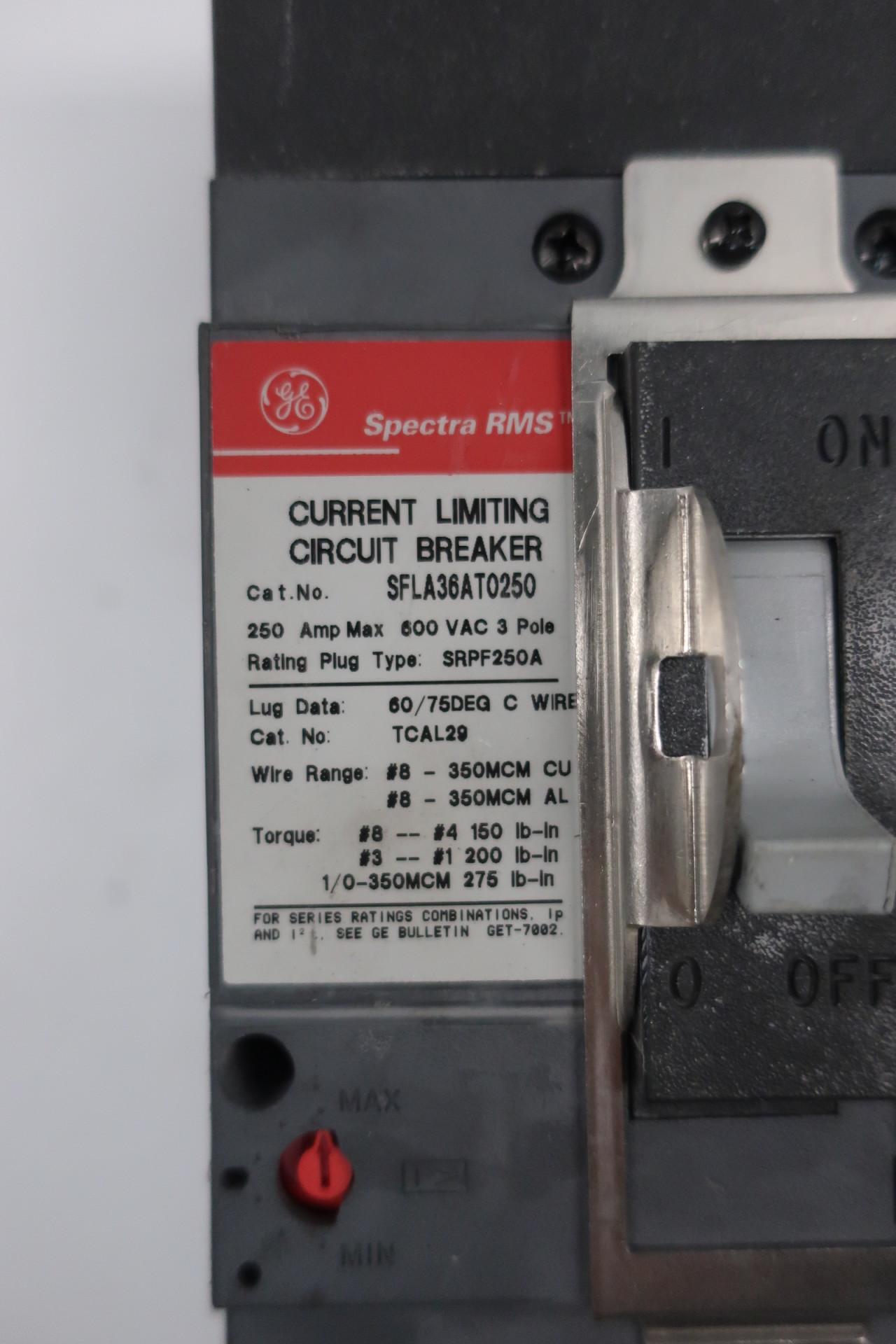 GE SPECTRA RMS SFLA36AT0250 CURRENT LIMITING CIRCUIT BREAKER 250A 600V