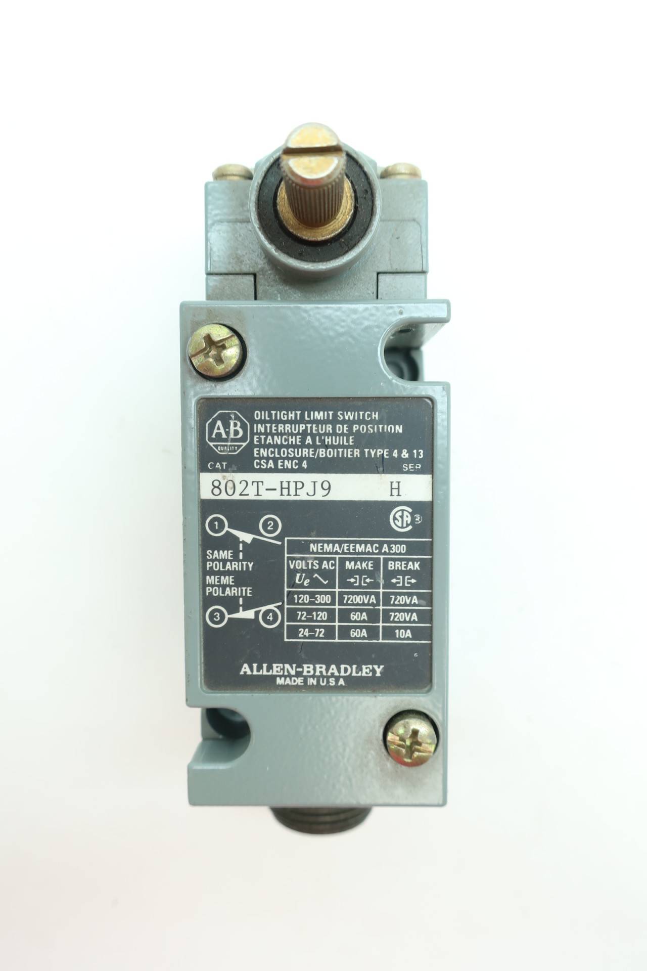 allen bradley 802t catalog on Allen Bradley 802t Hpj9 Oiltight Limit Switch Ser H