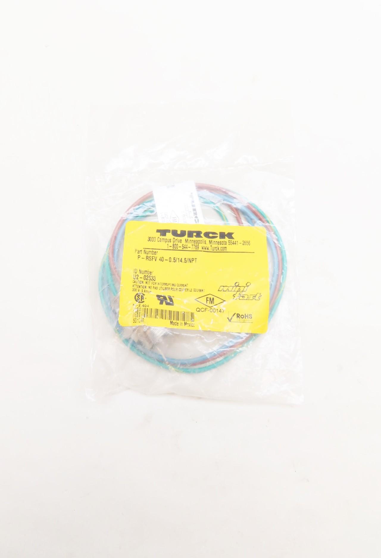 TURCK RSFV 49-0.3M/14.5 Single Ended Cordset – 7/8 Inch Male To Pigtail, 0.3 Meter