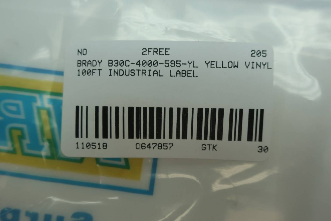 Brady | Label Vinyl 4in x 100ft YL | Yellow | B30C-4000-595-YL