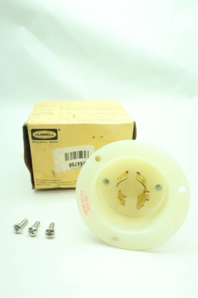 HUBBELL HBL2435 INSULGRIP TWIST-LOCK FLANGED INLET 3P 4W 20A AMP