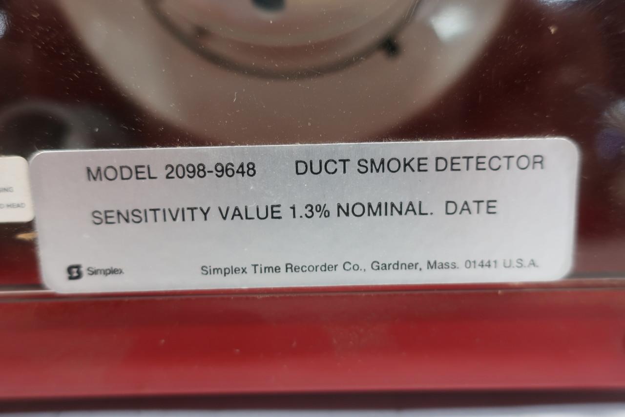SIMPLEX 2098-9648 FIRE ALARM DUCT SMOKE DETECTOR 