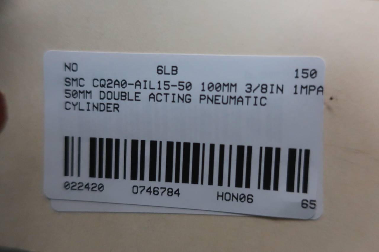 SMC CQ2A0-AIL15-50 Double Acting Pneumatic Cylinder 3/8IN 1MPA 50MM SMC CQ2A0-AIL15-50 Double Acting Pneumatic Cylinder 3/8IN 1MPA 50MM