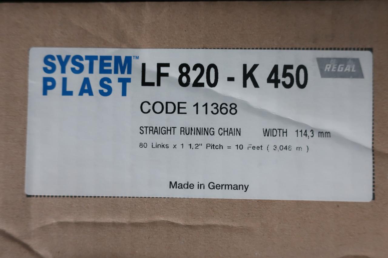 System Plast LF820-K450 Conveyor Chain 10ft 1-1/2in 114.3mm 