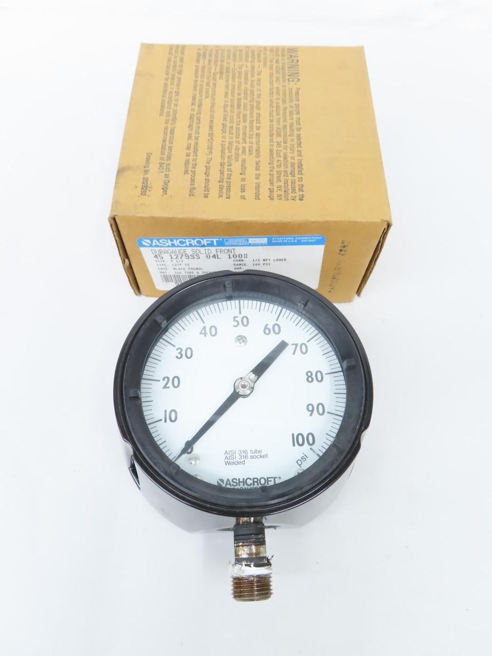 ASHCROFT 45-1279-SS-04L-400# DURAGAUGE PRESSURE GAUGE 0