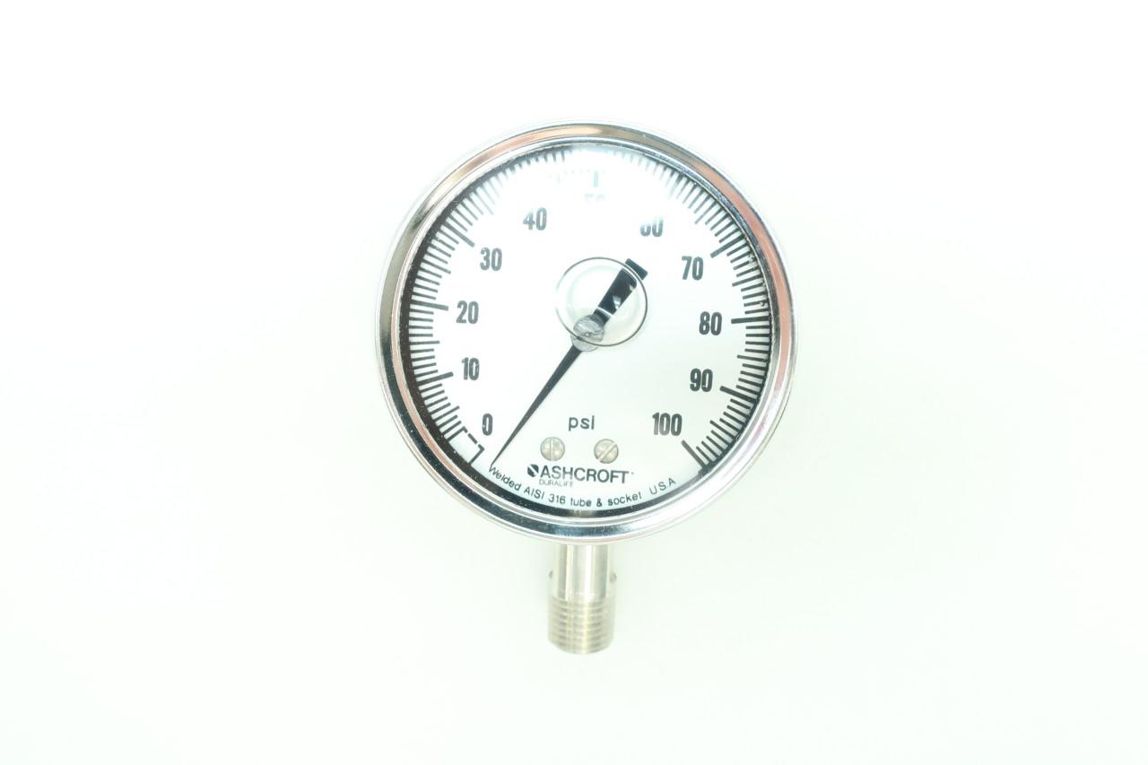 Ashcroft 25-1009-SW-02L-100# Duralife Pressure Gauge 0-100psi 1/4in Npt 
