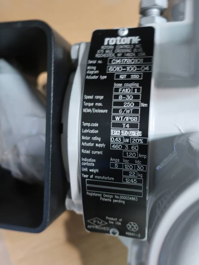 ROTORK IQT 250 0.43KW 460V-AC ELECTRIC VALVE ACTUATOR