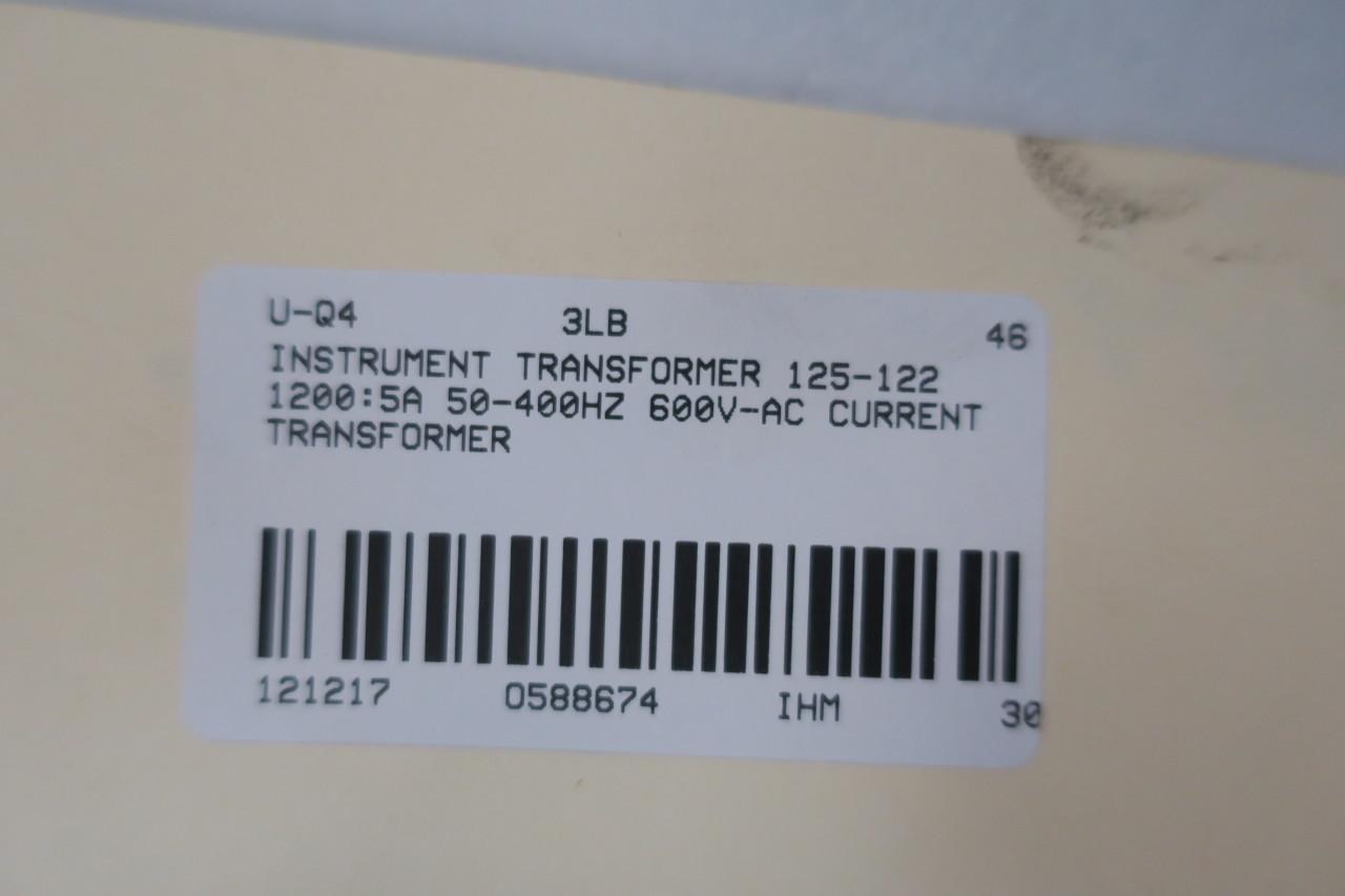 Instrument Transformer 125-122 Current Transformer 1200:5a 50-400hz 600v 