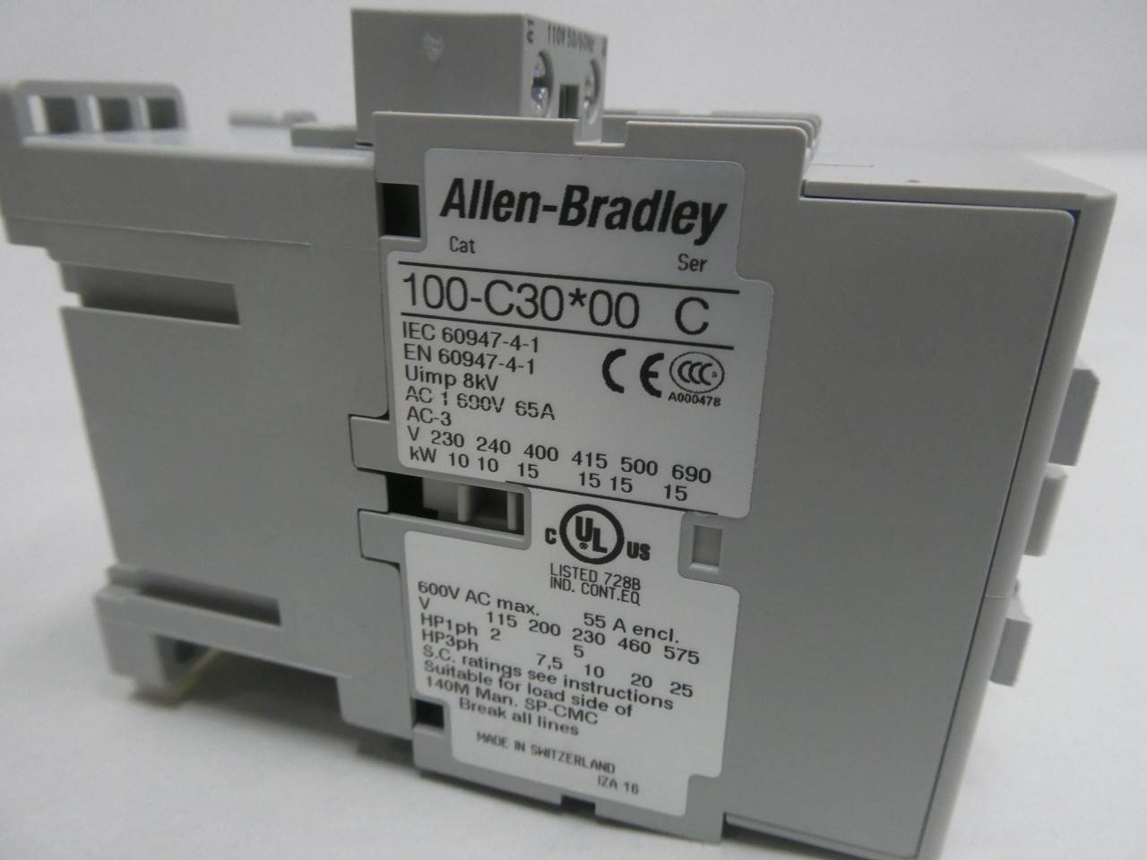 ALLEN BRADLEY 100-C30KD00 110V-AC 55A AMP 20HP AC CONTACTOR