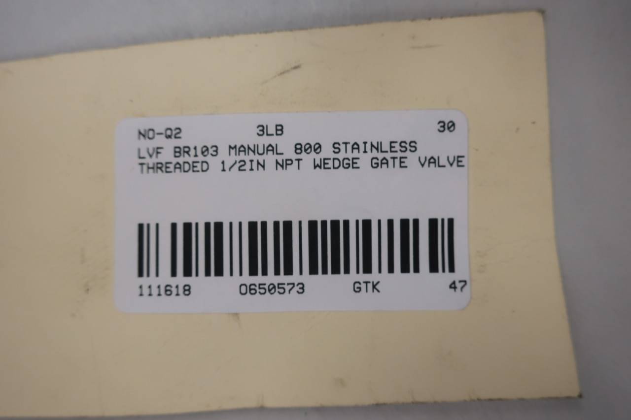 Lvf BR103 Manual 800 Stainless 1/2in Npt Wedge Gate Valve