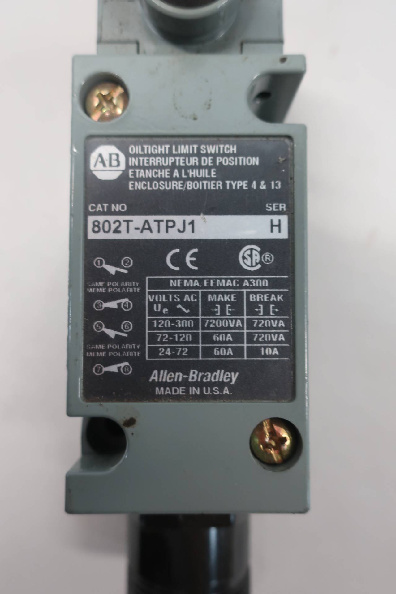 allen bradley 802t catalog on Allen Bradley 802t Atpj1 Oiltight Limit Switch 120 300v Ac