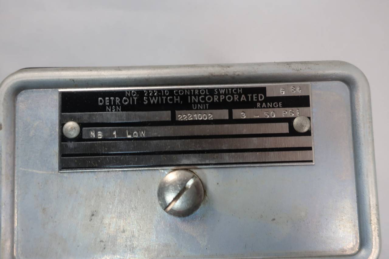DETROIT SWITCH 2221002 Pressure Switch 3-50PSI 