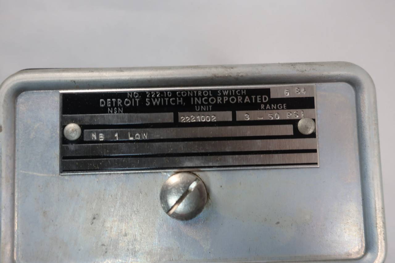 DETROIT SWITCH 2221002 Pressure Switch 3-50PSI DETROIT SWITCH 2221002 Pressure Switch 3-50PSI