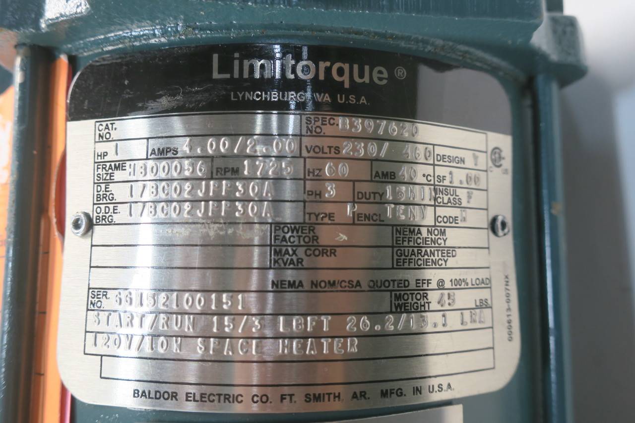 Limitorque R 170 400 03r1 Electric Motor Hb 1hp 230 460v Ac