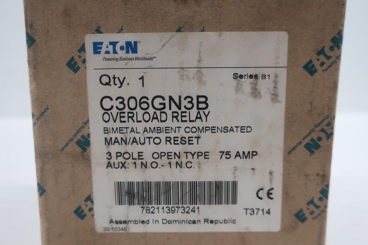 C306GN3B Eaton Overload Relay 3 Pole 75 Amp NEW IN BOX! 