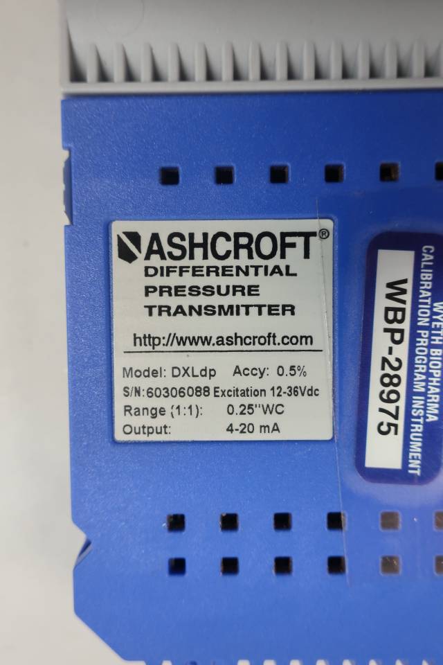 ASHCROFT DXLDP DIFFERENTIAL PRESSURE TRANSMITTER 420MA +/0.25INH2O