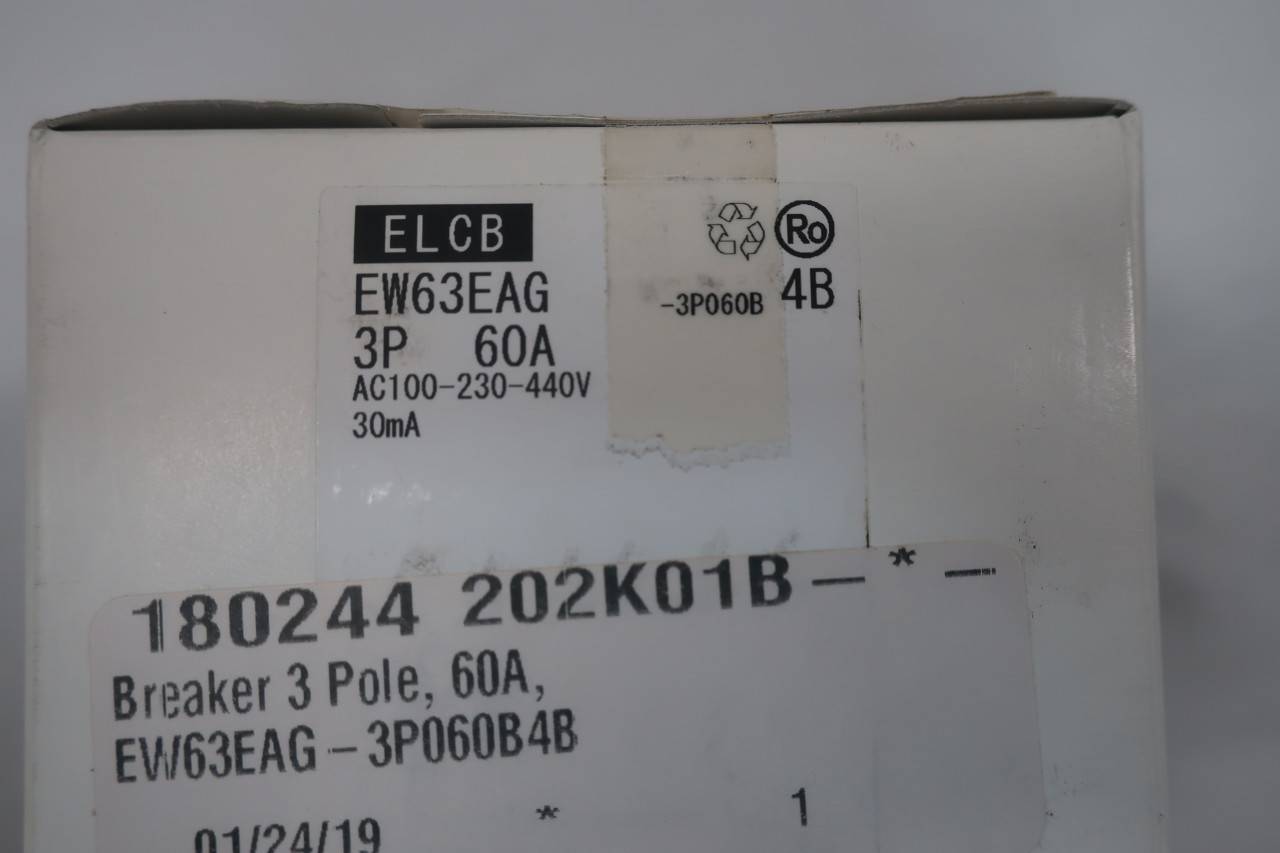 Fuji EW63EAG Molded Case Circuit Breaker 3p 60a Amp 100/230/440v-ac