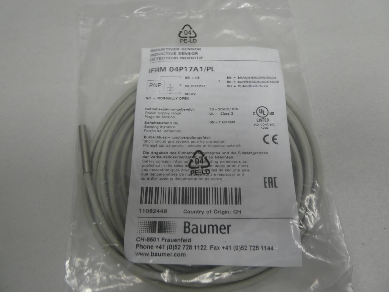 BAUMER IFRM 04P17A1/PL INDUCTIVE 10-30V-DC PROXIMITY SENSOR