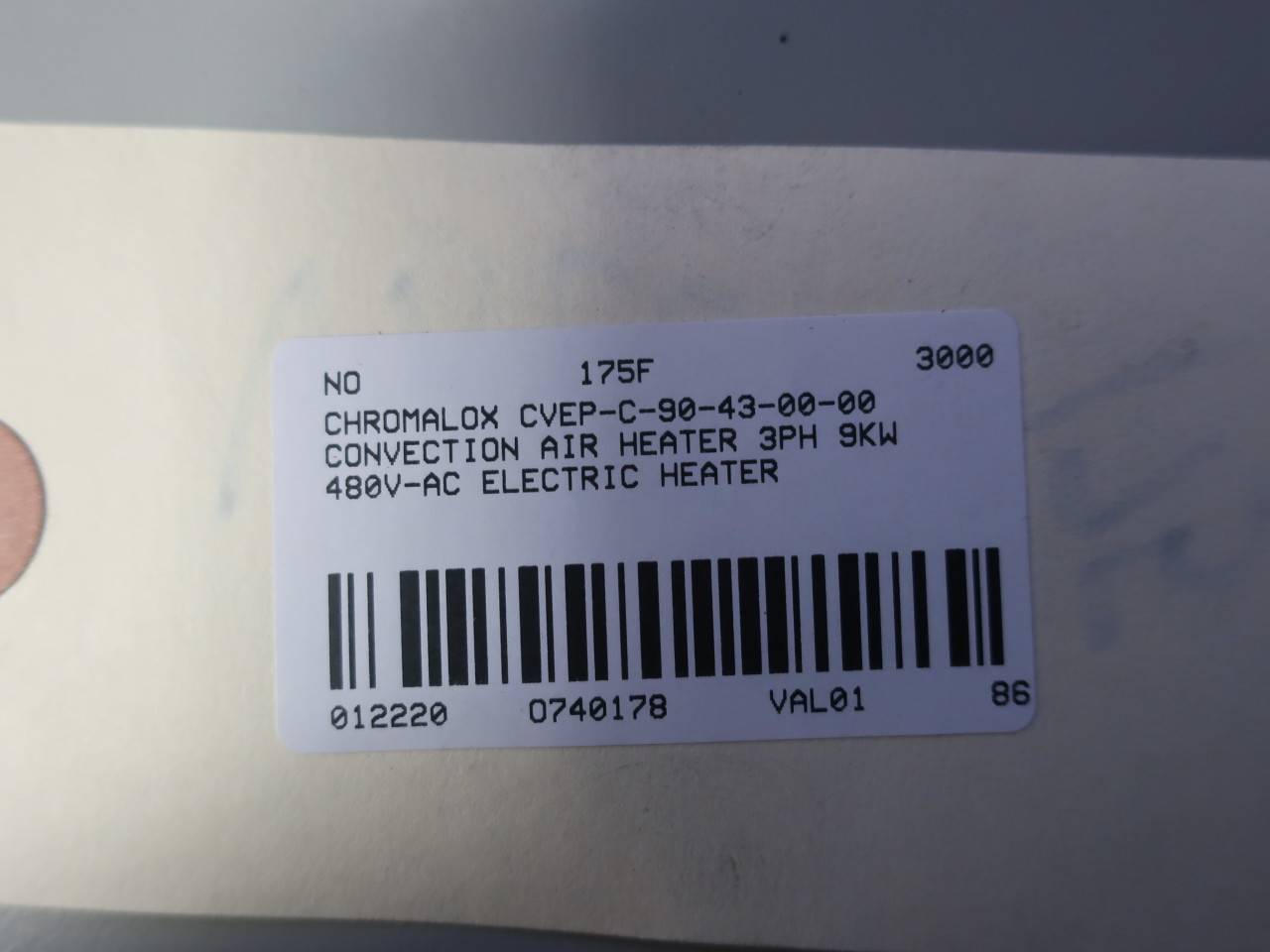 Chromalox CVEP-C-90-43-00-00 Electric Convection Heater 3ph 9kw 480v-ac