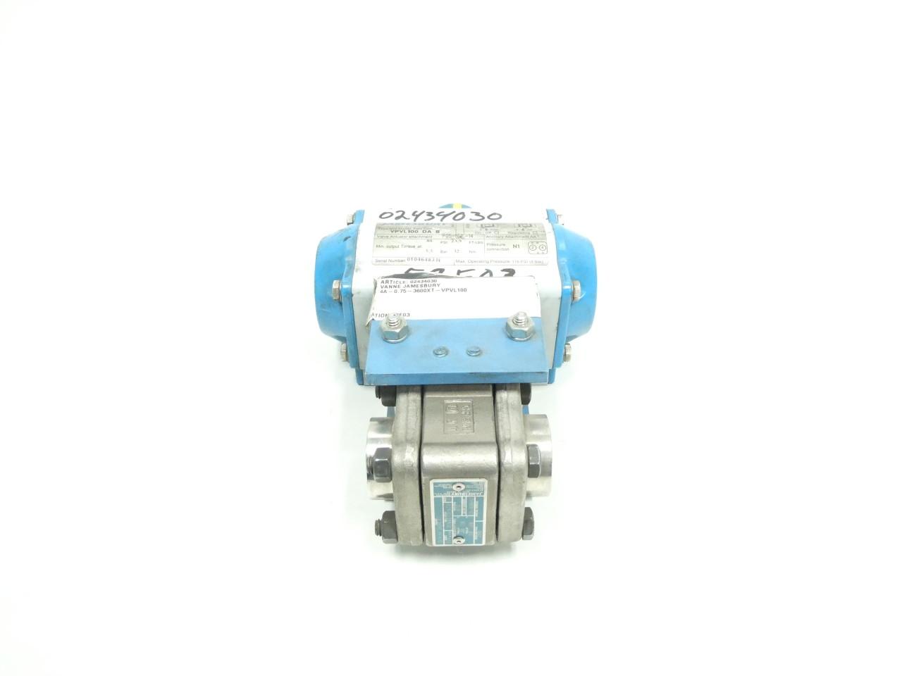 JAMESBURY 4A-3600-XT1 PNEUMATIC STAINLESS BALL VALVE 3/4IN NPT