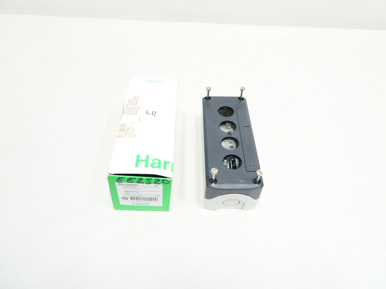 Schneider Electric XALD04H7 Empty control station, Harmony XALD, XALK, plastic, dark grey lid, light grey base, 4 cut out, UL CSA certified — Schaltschränke & Gehäuse