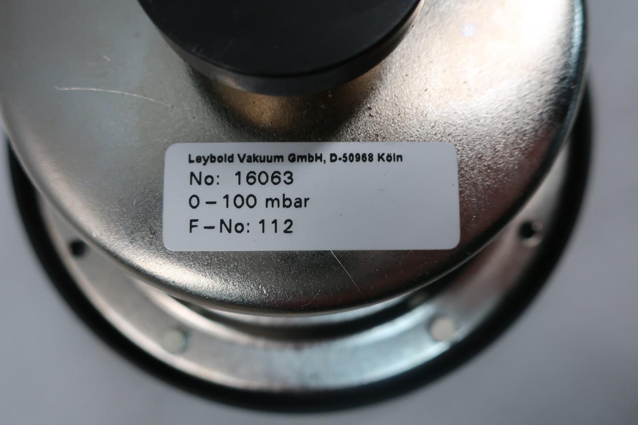 Leybold 16063 Pressure Gauge 0-100mbar 3-1/2in 