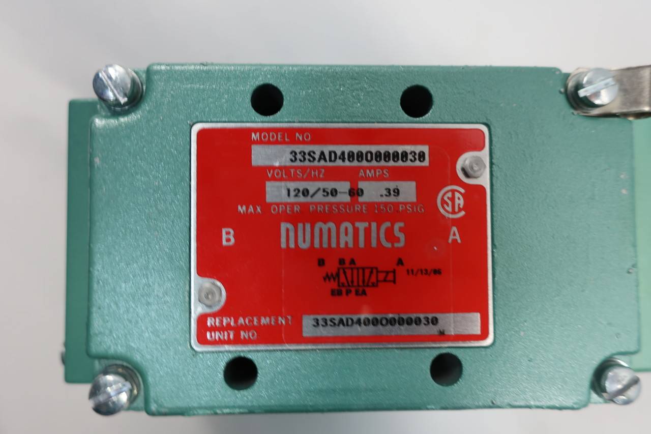 NUMATICS 34SAD4410 PNEUMATIC SOLENOID VALVE REPLACEMENT UNIT NO