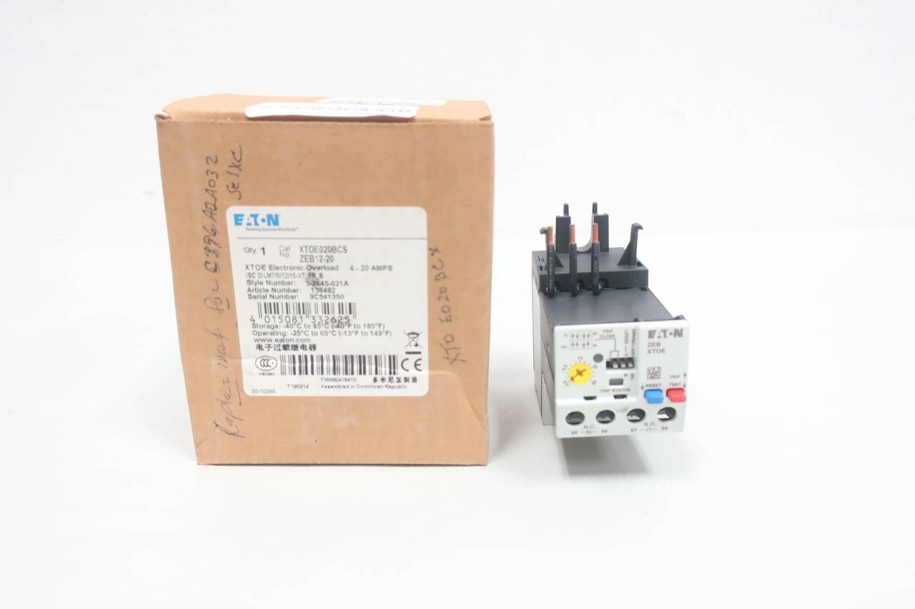 Eaton XTOE020BCS ZEB1220 Overload Relay 420a Amp