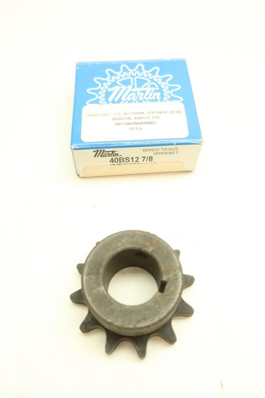 Pignon (sprocket) En Acier Inoxydable Martin 40B12 - 12 Dents, Alésage 3/4" - Pour Chaîne à Rouleaux - Neuf