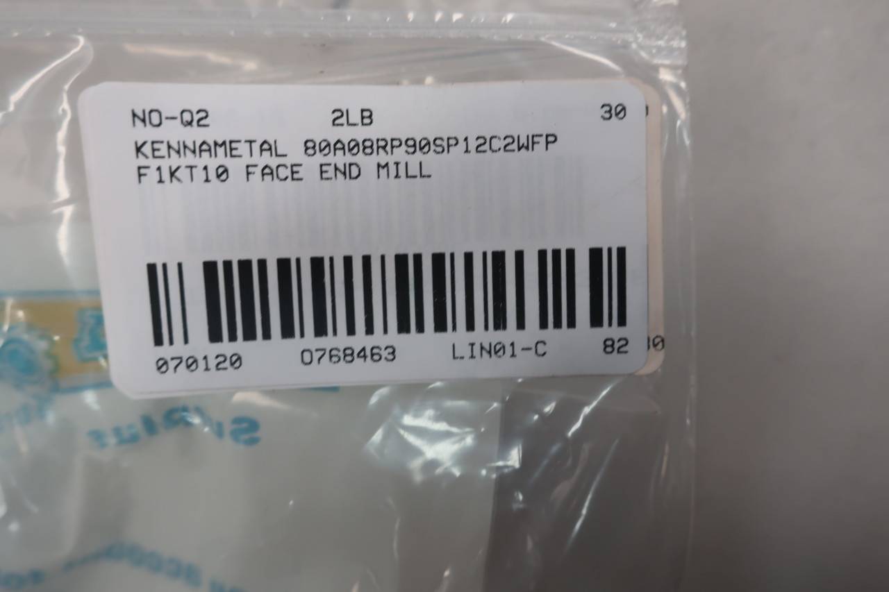 KENNAMETAL 80A08RP90SP12C2WFP F1KT10 FACE END Mill KENNAMETAL 80A08RP90SP12C2WFP F1KT10 FACE END Mill